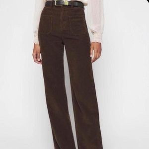 REFORMATION Alyssa corduroy wide leg pants brown flare bootcut high waisted rise